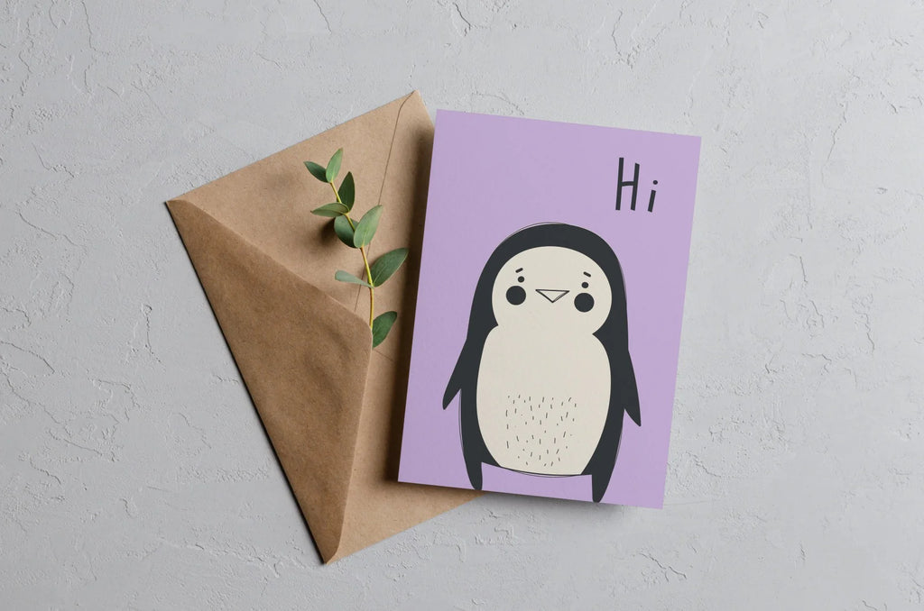 Hi, Penguin | Nursery Card